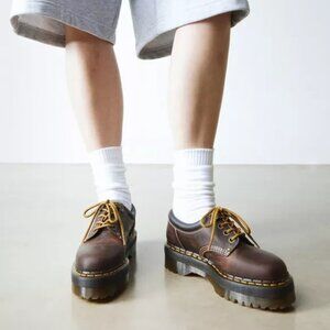 Dr. Martens  8053 Leather Platform Shoes in Dark Brown, Size 9